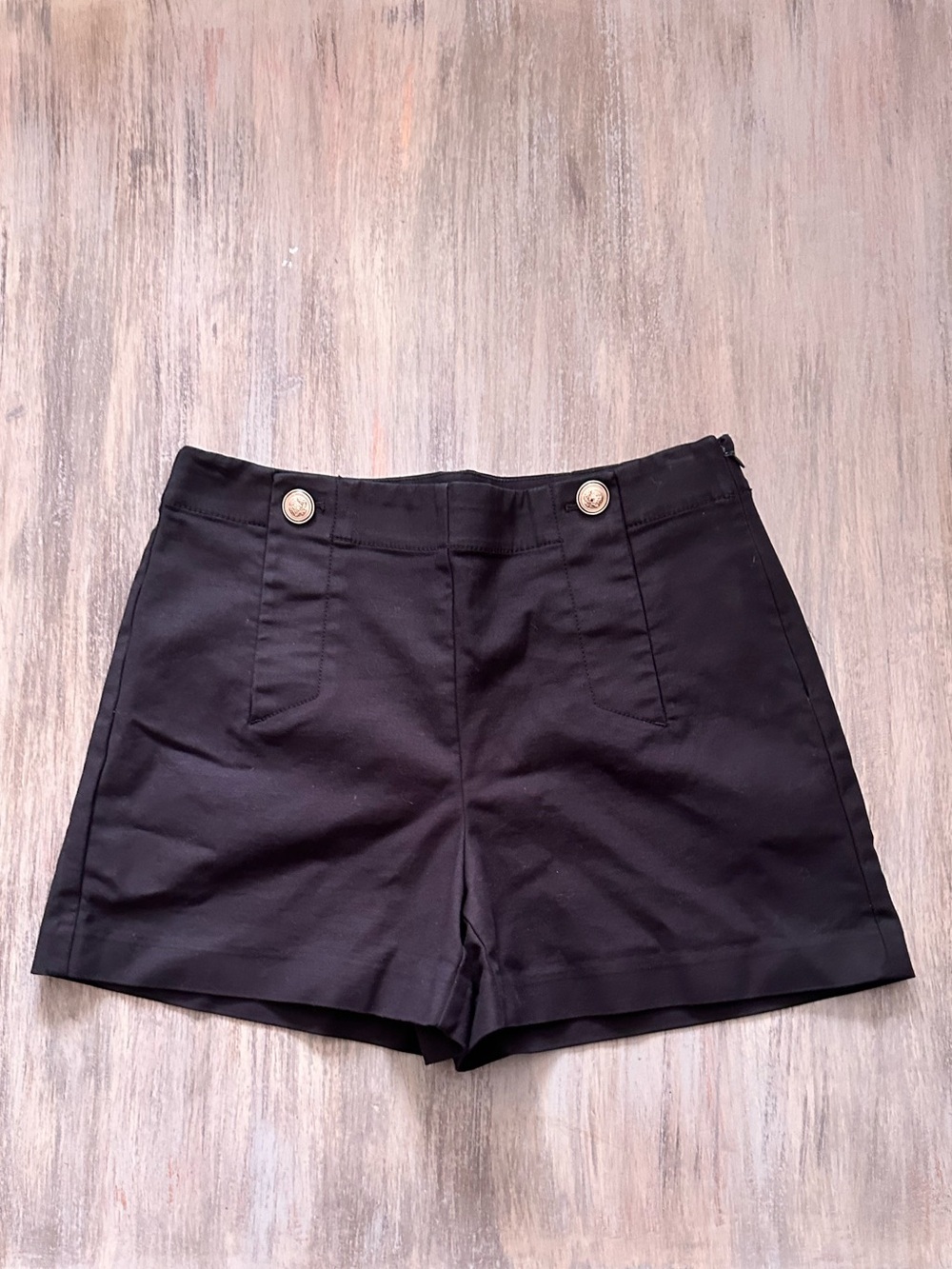 Ann Taylor Black High-Waist Button Shorts - Picture 1 of 4
